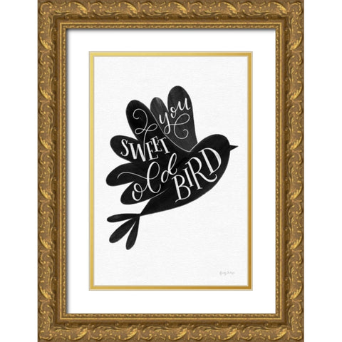 Sweet Old Bird BW Gold Ornate Wood Framed Art Print with Double Matting by Thorns, Becky