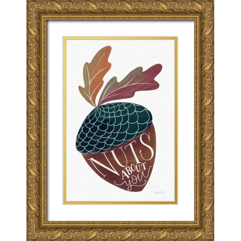 Nuts About You Gold Ornate Wood Framed Art Print with Double Matting by Thorns, Becky