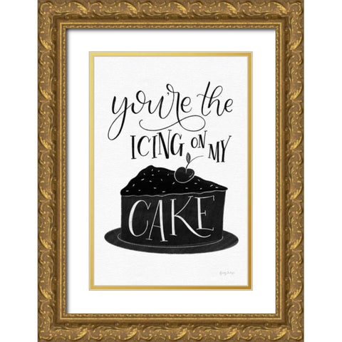 Icing On My Cake BW Gold Ornate Wood Framed Art Print with Double Matting by Thorns, Becky