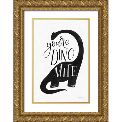 Dinomite BW Gold Ornate Wood Framed Art Print with Double Matting by Thorns, Becky