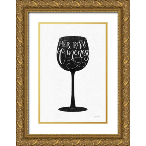 Wineness BW Gold Ornate Wood Framed Art Print with Double Matting by Thorns, Becky