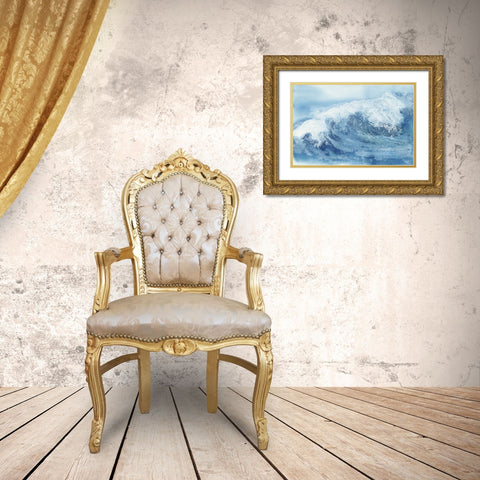 Waves IV Gold Ornate Wood Framed Art Print with Double Matting by Paschke, Chris