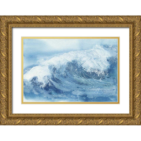 Waves IV Gold Ornate Wood Framed Art Print with Double Matting by Paschke, Chris