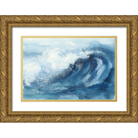 Waves V Gold Ornate Wood Framed Art Print with Double Matting by Paschke, Chris