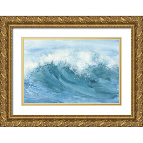 In the Blue I Gold Ornate Wood Framed Art Print with Double Matting by Paschke, Chris