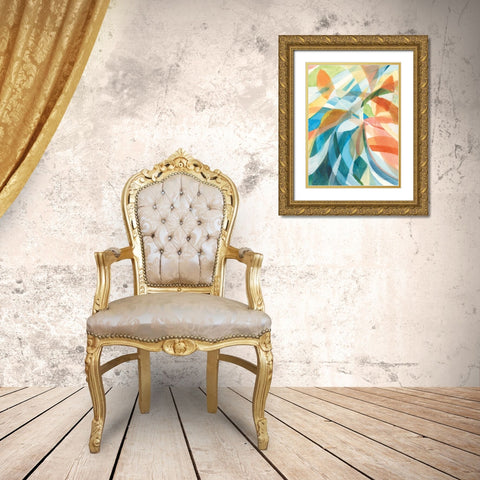Colorful Abstract I Gold Ornate Wood Framed Art Print with Double Matting by Nai, Danhui