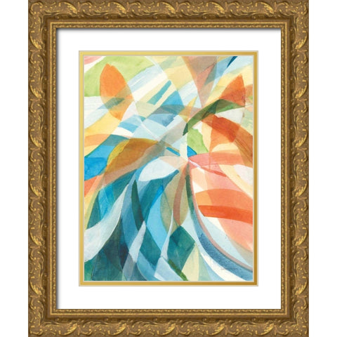 Colorful Abstract I Gold Ornate Wood Framed Art Print with Double Matting by Nai, Danhui