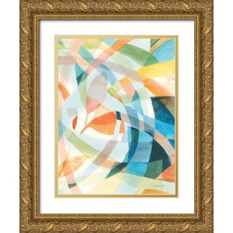 Colorful Abstract II Gold Ornate Wood Framed Art Print with Double Matting by Nai, Danhui