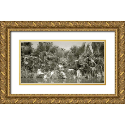 Water Palms Gold Ornate Wood Framed Art Print with Double Matting by Goldstein, Ed