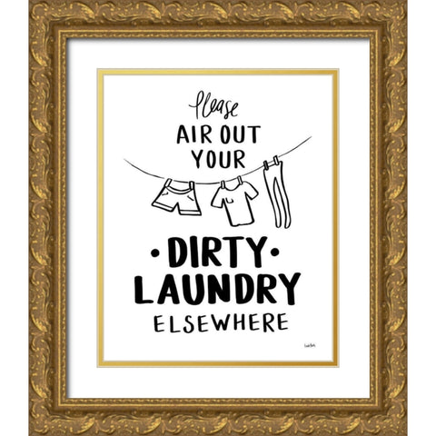 Bathroom Etiquette I Gold Ornate Wood Framed Art Print with Double Matting by York, Leah