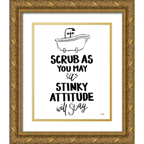 Bathroom Etiquette II Gold Ornate Wood Framed Art Print with Double Matting by York, Leah
