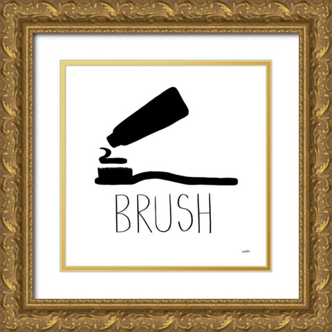 Bathroom Etiquette VI Gold Ornate Wood Framed Art Print with Double Matting by York, Leah