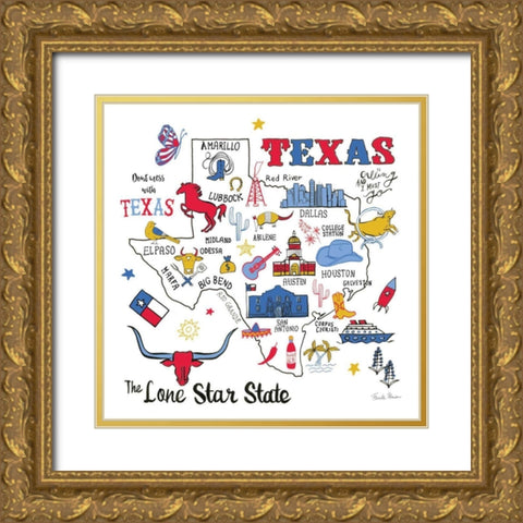 Texas Gold Ornate Wood Framed Art Print with Double Matting by Zaman, Farida