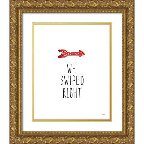 Valentines V Gold Ornate Wood Framed Art Print with Double Matting by York, Leah