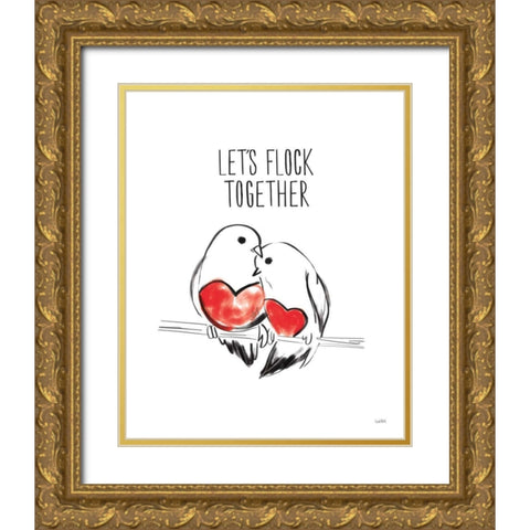 Valentines VIII Gold Ornate Wood Framed Art Print with Double Matting by York, Leah