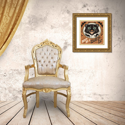 Scaredy Cats III Gold Ornate Wood Framed Art Print with Double Matting by Penner, Janelle