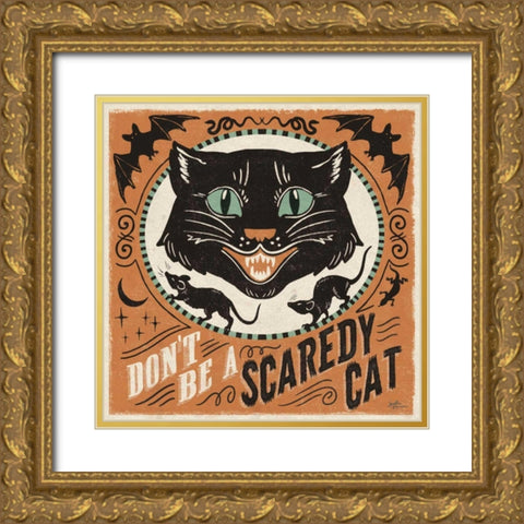 Scaredy Cats III Gold Ornate Wood Framed Art Print with Double Matting by Penner, Janelle