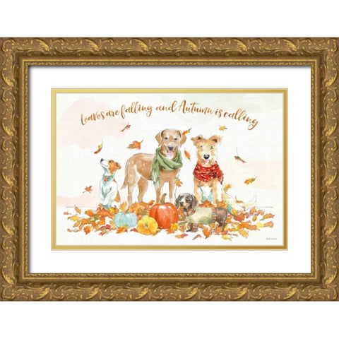 Harvest Dogs I Gold Ornate Wood Framed Art Print with Double Matting by Grove, Beth