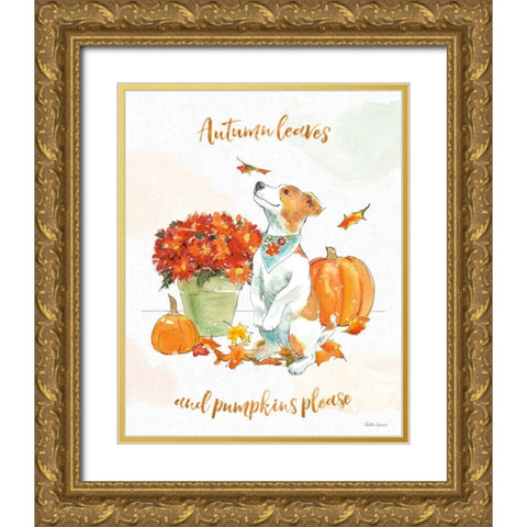 Harvest Dogs III Gold Ornate Wood Framed Art Print with Double Matting by Grove, Beth