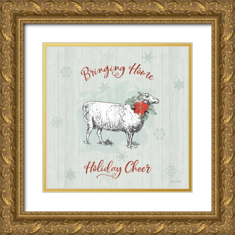Farmhouse Christmas II Gold Ornate Wood Framed Art Print with Double Matting by Pertiet, Katie