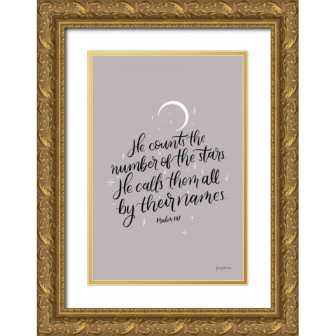 He Counts the Stars Gold Ornate Wood Framed Art Print with Double Matting by Thorns, Becky