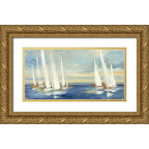 Summer Regatta Sunset Gold Ornate Wood Framed Art Print with Double Matting by Purinton, Julia