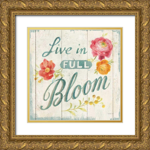 Full Bloom X Floral Gold Ornate Wood Framed Art Print with Double Matting by Nai, Danhui