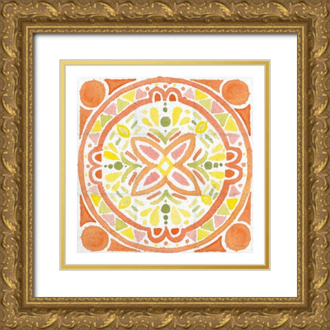 Citrus tile I v2 White Border Gold Ornate Wood Framed Art Print with Double Matting by DeNeige, Elyse