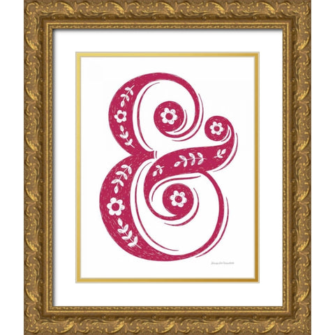 Floral Ampersand Crop Gold Ornate Wood Framed Art Print with Double Matting by Snowdon, Alexandra