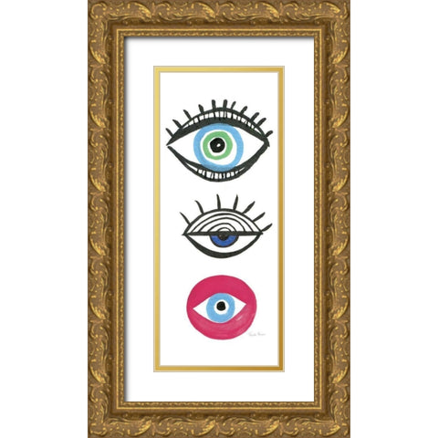 The Stare II Pink Crop Gold Ornate Wood Framed Art Print with Double Matting by Zaman, Farida