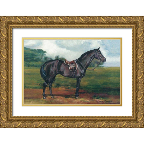 Black Horse Gold Ornate Wood Framed Art Print with Double Matting by Hageman, Marilyn