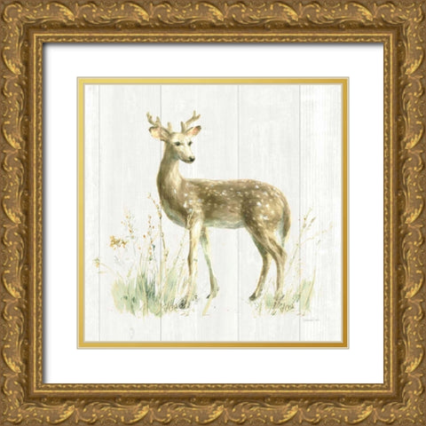 Meadows Edge III on Wood Gold Ornate Wood Framed Art Print with Double Matting by Nai, Danhui