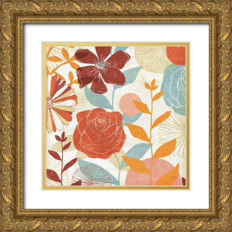 Floral Burst II Warm Gold Ornate Wood Framed Art Print with Double Matting by Mullan, Michael