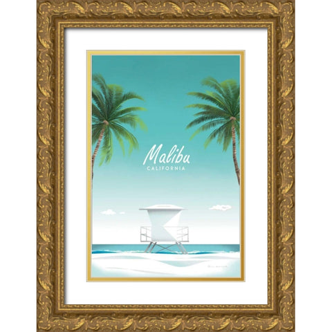 Malibu Gold Ornate Wood Framed Art Print with Double Matting by Escalante, Omar