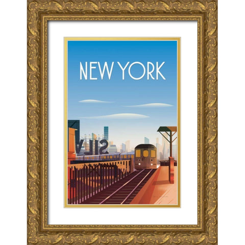 New York City Gold Ornate Wood Framed Art Print with Double Matting by Escalante, Omar