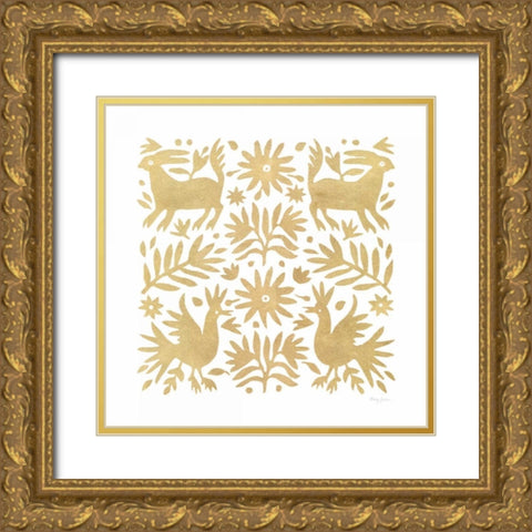 Otomi Elegance I Gold Ornate Wood Framed Art Print with Double Matting by Green, Nancy