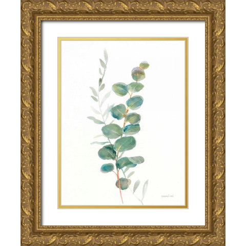 Greenery III Gold Ornate Wood Framed Art Print with Double Matting by Nai, Danhui