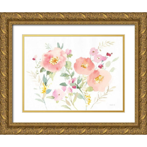Watercolor Jewels I Gold Ornate Wood Framed Art Print with Double Matting by Nai, Danhui