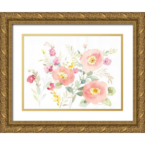 Watercolor Jewels II Gold Ornate Wood Framed Art Print with Double Matting by Nai, Danhui