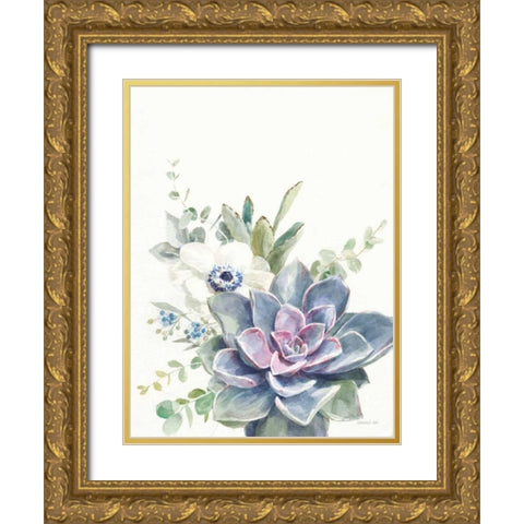 Desert Bouquet I Gold Ornate Wood Framed Art Print with Double Matting by Nai, Danhui