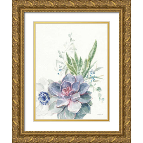 Desert Bouquet II Gold Ornate Wood Framed Art Print with Double Matting by Nai, Danhui