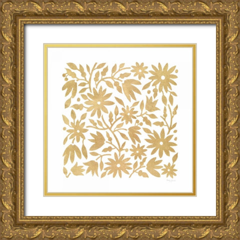 Otomi Floral Elegance I Gold Ornate Wood Framed Art Print with Double Matting by Green, Nancy