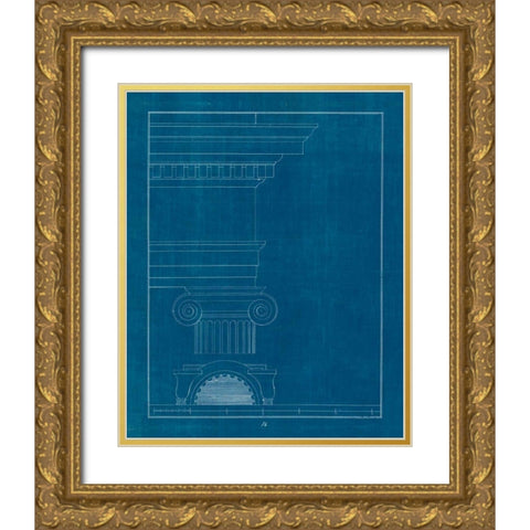 Architectural Columns I Blueprint Gold Ornate Wood Framed Art Print with Double Matting by Wild Apple Portfolio
