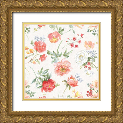 Floral Focus Pattern IA Gold Ornate Wood Framed Art Print with Double Matting by Grove, Beth