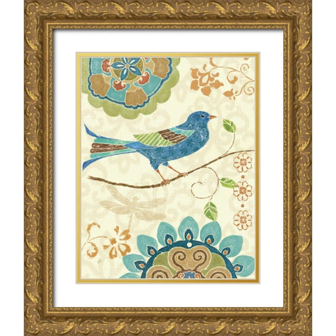 Eastern Tales Birds I Gold Ornate Wood Framed Art Print with Double Matting by Brissonnet, Daphne