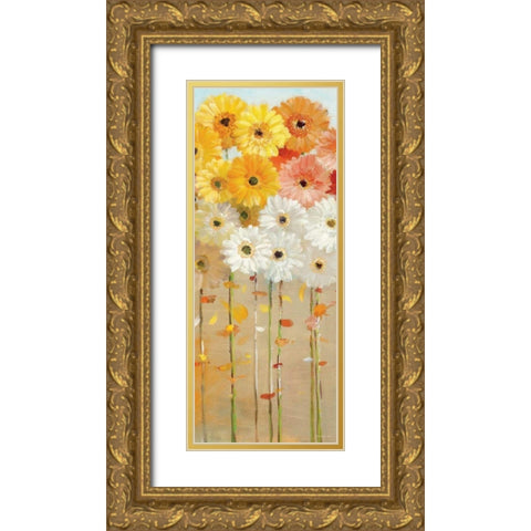 Daisies Fall I Gold Ornate Wood Framed Art Print with Double Matting by Nai, Danhui
