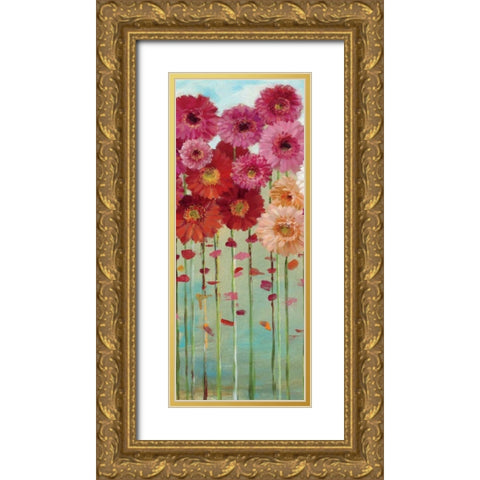Daisies Spring II Gold Ornate Wood Framed Art Print with Double Matting by Nai, Danhui