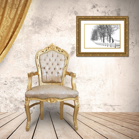 Winter Wonderland Gold Ornate Wood Framed Art Print with Double Matting by Aledanda