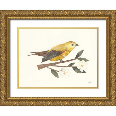 Birds and Blossoms I Gold Ornate Wood Framed Art Print with Double Matting by Prahl, Courtney