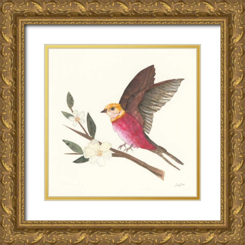 Birds and Blossoms IV Gold Ornate Wood Framed Art Print with Double Matting by Prahl, Courtney